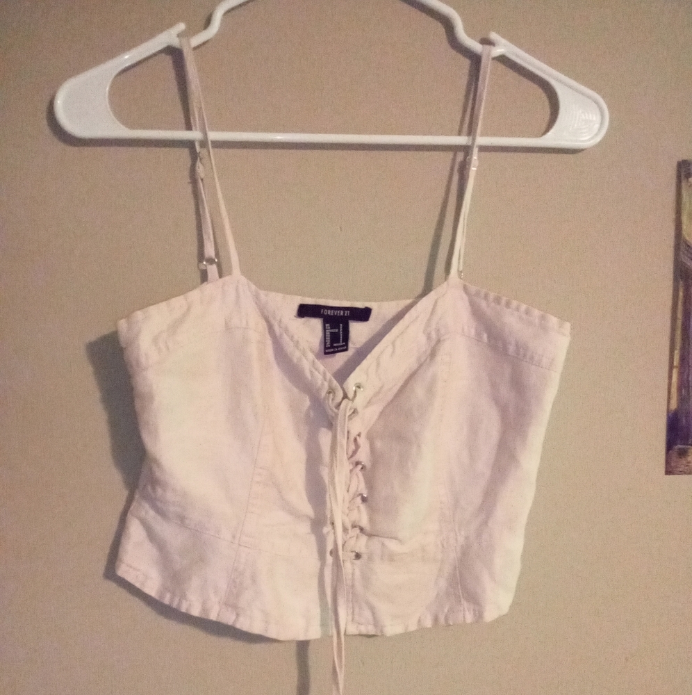 Forever 21 Darling pink lace-up Cami top. Size small.